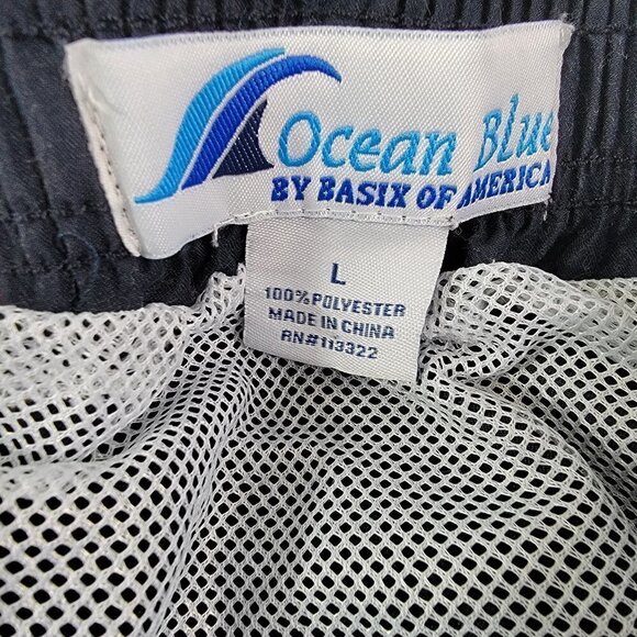 OCEAN Blue Mesh Lined Swim Trunks Board Shorts LG - Picture 3 of 11